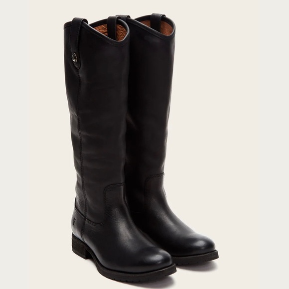 Frye Melissa Button knee high tall pull on black leather boots - size 8. - Picture 2 of 7
